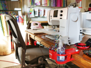 Tula Pink's limited edition rose-gold Bernina sewing machine.