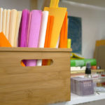 Crepe paper supplies in Grace D. Chin's studio.