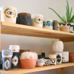 Shelves of Sweet Destructor ceramics.